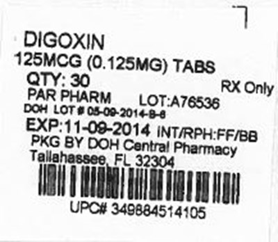 Digoxin 125mcg.jpg Label Image for 0.125mg - Digoxin 125mcg